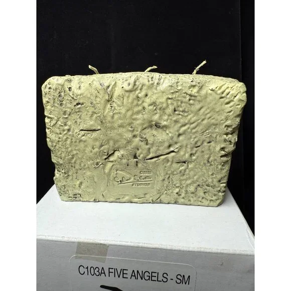 2001 Vintage eDeco Studios Decorative 3-Wick 3D Carved 5 Angels Candle - C103A - Picture 5 of 9